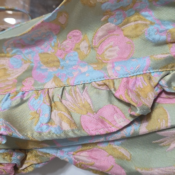 NWT Buddy Love Women's Dress Pastel Floral Brocadish Ruffly Plunging Party Sz M - Picture 5 of 15